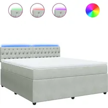 vidaXL Boxspringbett mit Matratze Hellgrau 180x200 cm Samt