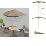 Vidaxl - Balkon-Sonnenschirm mit Alu-Mast Taupe 270x144 cm Halbrund - Balkonschirm - Sonnenschirm - Gartensorgenschirm - Halbrunder Sonnenschirm