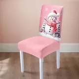DOTBUY-SHOP Stuhlhussen Weihnachten Schneemann 2/4/6/8er Set, Stretch Stuhlbezug Stuhlhussen für Esszimmerstühle Waschbarer Hussen für Stühle für Stuhldekoration Restaurant (Rosa,4er Set)