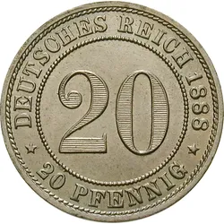 Deutsches Kaiserreich 20 Pfennig 1887-1888
