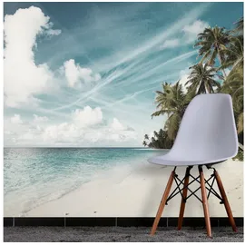 Queence Fototapete »Strand und Meer« Meer Motiv bedruckt realistisch glatt Wandpaneele, selbstklebend, Tapete, Sticker, Wanddeko, XXL-Fotomotiv, blau