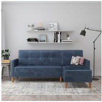 Dorel Home Ecksofa »Lilly, L-Form,«, mit Bett-Funktion, Recamiere beidseitig montierbar, Sitzhöhe 43 cm blau