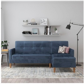 Dorel Home Ecksofa »Lilly, L-Form,«, mit Bett-Funktion, Recamiere beidseitig montierbar, Sitzhöhe 43 cm blau