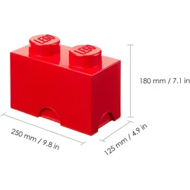 LEGO Aufbewahrungsstein 12,5 x 18 cm 2-tlg. rot