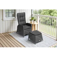 Ploß Rocking Dining Sessel, grau/braun-meliert, Polyrattan, verstellbar, mit Fußhocker
