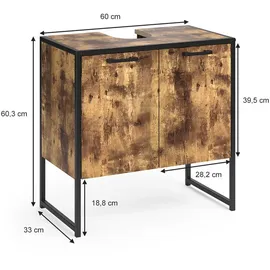 Vicco Waschbeckenunterschrank Fyrk 60 x 60 cm Braun/Schwarz
