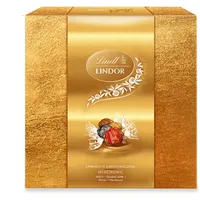 Lindt Schokolade LINDOR Präsent Box Mischung | 187 g | Ca. 15 Kugeln in den Sorten Vollmilch, Dark 60%, Haselnuss und Weiß in festlichem Design | Pralinengeschenk | Schokoladengeschenk