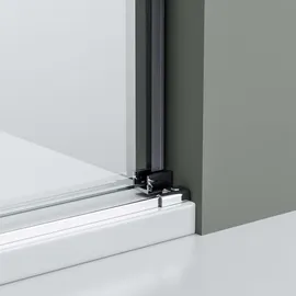 Bernstein Nischendusche mit Schiebetür Soft-Close Chrom 8mm Nano Echtglas 160cm