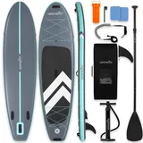 SereneLife Stand Up Paddling Board Aufblasbar, SUP 84cm bis 160kg für Erwachsene – Standup Paddle Board Set mit Paddel, Pumpe, Rucksack