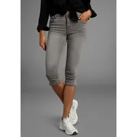 Arizona Caprijeans ARIZONA "Ultra-Stretch", Damen, Gr. 34, N-Gr, grau (grau used), Denim/Jeans, Obermaterial: 74% Baumwolle, 24% Polyester, 2% Elasthan, Basic, skinny fit 3/4-Länge, Jeans, extra-enger Schnitt, modischer Beinabschluss mit Schlitz