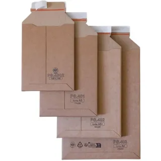 100 Versandtaschen Wellpappe DIN A4 250x353 mm – stabile Karton-Versandtaschen mit variabler Füllhöhe bis 50 mm – selbstklebend portooptimale Verpackung für Bücher, Kataloge & Dokumente