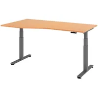 Bümö Schreibtisch, Buche, Graphit, Nachbildung,Buche, Rechteckig, 180x72x100 cm, FSC