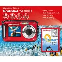 AgfaPhoto Kompaktkamera WP8000 rot Kit mit Schwimmgriff und zweitem