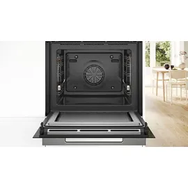 Bosch Backofen mit Mikrowelle Serie 8, HMG778NB1 Einbau-Backofen Integrierbarer 60 x 60cm, Mikrowellenfunktion, digitaler Bedienring, TFT-Touchdisplay Pro, Heißluft sanft, Boost-Funktion, Schwarz