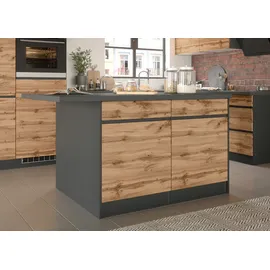 kochstation Winkelküche L-Form 490 cm braun