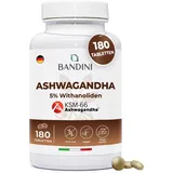 Bandini® Ashwagandha KSM-66® Vegan - 180 Tabletten hochdosiert - Withania Somnifera (Indischer Ginseng) Natürliches Ergänzungspulver - Ayurvedisches Stressmittel - 6 Monate Vorrat