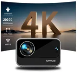 【Elektrischer Fokus/Trapezkorrektur】 Hippus Smart Beamer Heimkino 4K Mini Android Projektor 1080P Full HD WiFi 6 Bluetooth Video Minibeamer Handy kompatibel mit Smartphone/Fire Stick