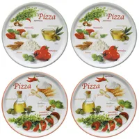 MamboCat Pizzateller 4er Set Pizzateller Napoli Green & Red Ø 33,8 cm Platte Porzellan