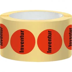 Aufkleber I Markierungspunkt Inventur, hellrot, Haftpapier, ablösbar, Ø 37mm, 500/Rolle