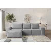 Fun Möbel Ecksofa Sofa mit Schlaffunktion ESTELLE in Stoff Abriamo Grau Ottomane Links