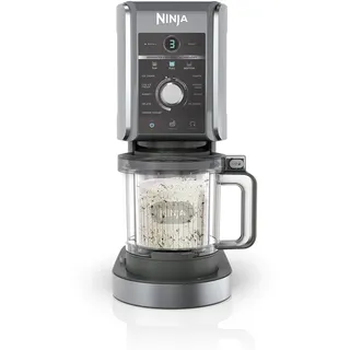 Ninja CREAMi Deluxe Eismaschine & Frozen Dessert Maker mit 3 Dosen, 10 Funktionen, macht Eis, Gelato, Sorbet, Frozen Yoghurt, Milchshakes, Slushi & mehr, 2-in-1 Geschmacksoption, Silber, NC501UK