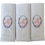 3er Pack Damen/Damen bestickt Initialen Taschentücher mit weißem Satin Rand, M