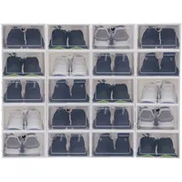 Susoso 20er Schuhkarton, Faltbar Transparent Schuhbox Plastik Multifunktionale Stapelbar Schuhaufbewahrung für Damen/Herren, 33 * 23 * 14 cm