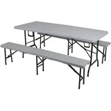 Garden Pleasure Sitzgruppe Mufaro, dunkelgrau Kunststoff, Metall, 3-teilig