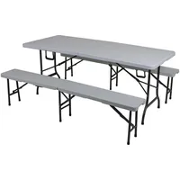 Garden Pleasure Sitzgruppe Mufaro, dunkelgrau Kunststoff, Metall, 3-teilig