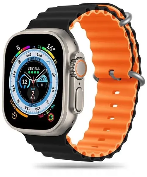 IconBand Pro Strap for Apple Watch 4 / 5 / 6 / 7 / 8 / 9 / SE / Ultra 1 / 2 (42 / 44 / 45 / 49 mm) - Orange and Black