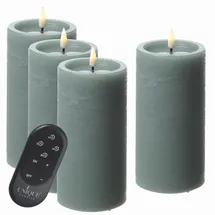 unique candles LED Kerzenset UNIQUE Rustik-Optik H: 15cm mit Batterien Fernb. 4er Set