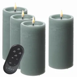 unique candles LED Kerzenset UNIQUE Rustik-Optik H: 15cm mit Batterien Fernb. 4er Set