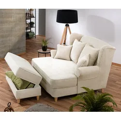 Tchibo - XXL-Ohrensessel »Harvard« in Cordstoff - 154x144x102cm - creme - Polyester / Holz / Buchenholz