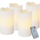 MARELIDA LED Kerzenset - Echtwachs - flackernde LED - Timer Fernbedienung - 4er Set