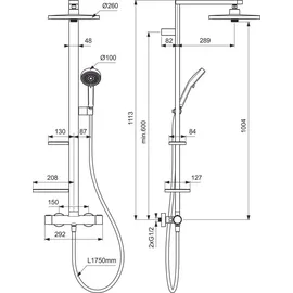 Ideal Standard Alu+ Duschsystem mit Regen- und Handbrause Silver