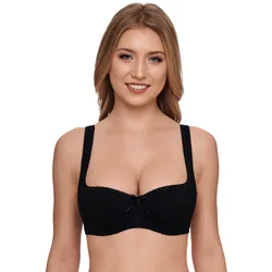 Dirndl-BH SUSA "Wiesn Zauber", Damen, Gr. 75, Cup F, schwarz, Spitze, Obermaterial: 52% Baumwolle, 40% Polyamid, 8% Elasthan, unifarben, feminin, bequem, BHs, Soft-Cups, Spitze, mit Bügel, Stäbchen in der Seitennaht