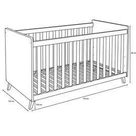 Betten-ABC Bubema Babybett Lino höhenverstellbar, Farbe: natur/weiß, Größe: 70 x 140 cm