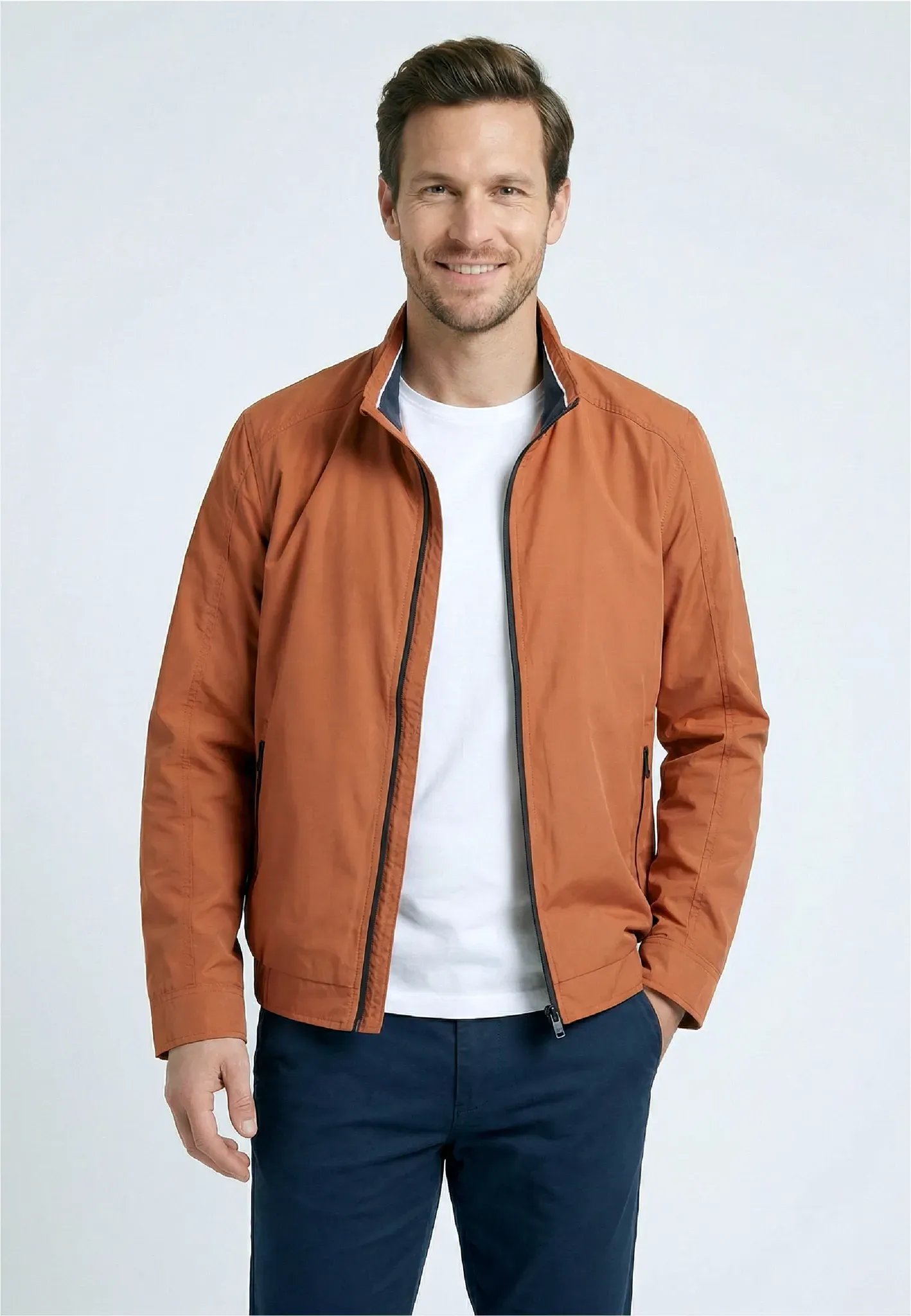 Outdoorjacke NEW CANADIAN, Herren, Gr. 29, braun, rot, 100% Polyester, unifarben, normal, hoch geschlossener Ausschnitt, Jacken Outdoorjacke, mit PFC-freier Wasserabweisung