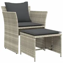 vidaXL Gartenstuhl mit Fußhocker 64 x 69 x 21 cm grau