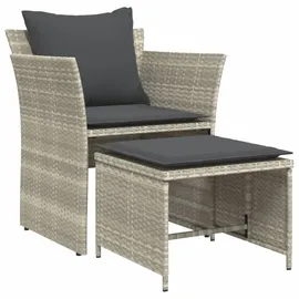 vidaXL Gartenstuhl mit Fußhocker 64 x 69 x 21 cm grau