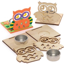 Eulen Teelichthalter aus Holz (pro Set 4) Keramik & Porzellan