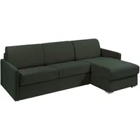 Ecksofa mit Matratze - Ecke wechselbar - Stoff - Tannengrün - Liegefläche mit Lattenrost mit breiten Latten 140 cm - Matratze 14 cm - CALIFE