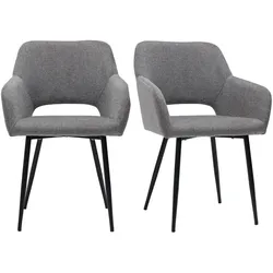 Stühle aus grauem Stoff mit Samteffekt (2er-Set) LAURETTE
