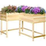 Outsunny Hochbeet Holz Pflanzkasten mit Bewässerungssystem Vliesstoff Blumenkasten Blumentopf Kräuterbeet Natur 122 x 91 x 81 cm