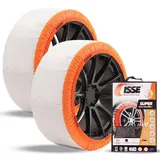 ISSE Super T-54 Schneeketten | Homologierte EN 16662-1 Textil-Ketten für Autos - Universell für Täglichen Einsatz bei Schnee und Eis - Kit Mit 2 Ketten + Handschuhe