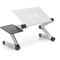 InnovaGoods - Einstellbarer Laptop-Tisch, Aluminium, Flexibel, Multiposition, Multifunktion, mit Lüftungsöffnungen und Zusätzliche Ablage für die Maus, 360 Grad drehbar, Silber