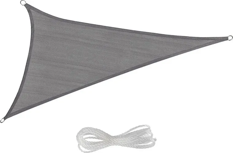 EUGAD Sonnensegel 200g/m2 mit Befestigungsseilen, Premium HDPE Wetterfest Atmungsaktiv Rechtwinkliges Dreieck, Luftdurchlässig, Wasserdurchlässig, für Terrasse, Garten, Balkon, Camping, 3.6x3.6x5.1 m (1 Stück), Grau, Hochdichtes Polyethylen (HDPE), Rechtwinkliges Dreieck