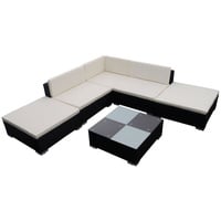 vidaXL 6-tlg. Garten-Lounge-Set mit Auflagen Poly Rattan Schwarz