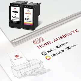 Druckfuxx PG-545XL schwarz + CL-546XL CMY
