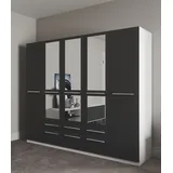 Priess Kleiderschrank PRIESS "Schrank Garderobe Wäscheschrank Barcelona in 5 Breiten", schwarz (schwarz, weiß), B:230cm H:193cm T:54cm, Holzwerkstoff, Schränke, Kleiderschrank, viel Stauraum, geräumige Schubkästen, mit Spiegel, MADE IN GERMANY
